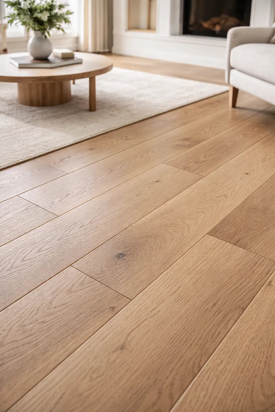 New flooring installation with precise trim and transitions